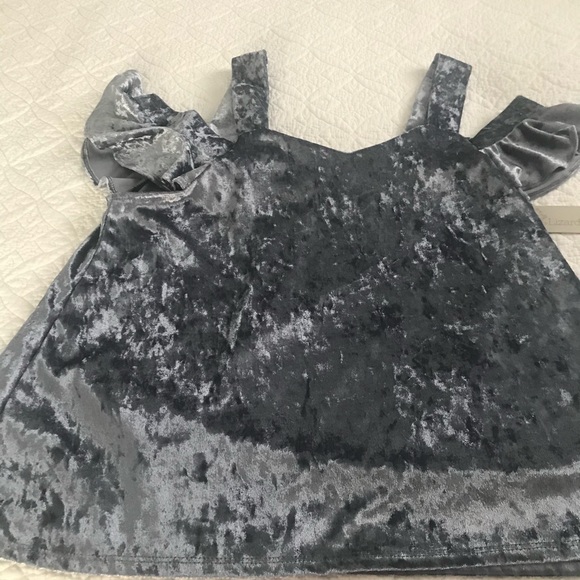 Cold Shoulder Crushed Velvet Top. Blue/silver Fun look for a Holiday Party! - Picture 2 of 6